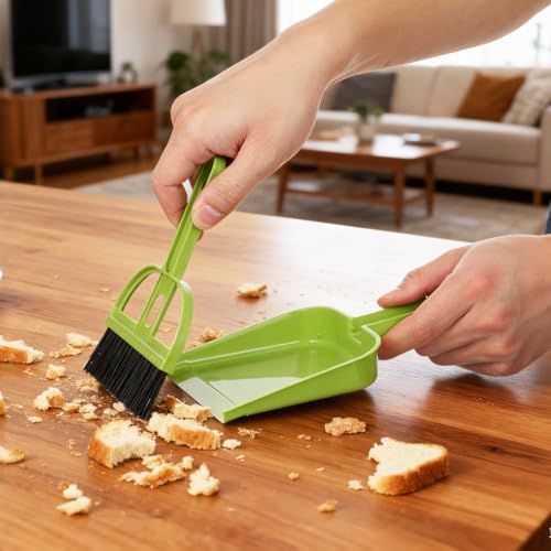 6 Pack Mini Broom and Dustpan Set Desktop Cleaning Brush Set with Soft Bristles and Pointed Bristles for Desk Keyboard Windowsill Counter Home Office Sweeping Tools - view 3