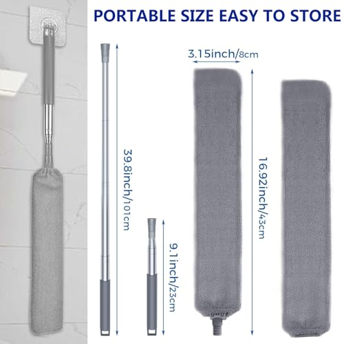 Dust Cleaner Microfiber Duster, Gap Dust Cleaning Artifact with Extension Pole & Bendable Head, Washable Extendable Gap Dusters for Sofa Bed Furniture Bottom,Ceiling Fan,Blinds (Gap Dust Cleaner) - view 7
