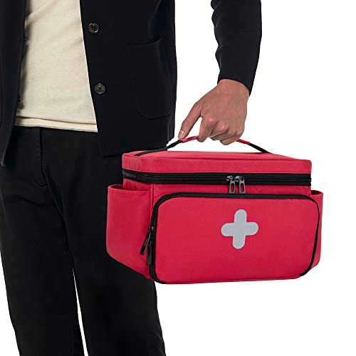 Small Medicine Storage Bag, Empty Family First Aid Kits Case, Red - view 5