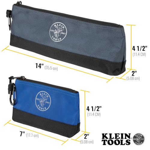 55559 Stand-Up Zipper Bag Tool Pouch with Carabiners, 7-Inch Blue and 14-Inch Gray Utility Bags with Reinforced Bottom, 2-Pack - view 4