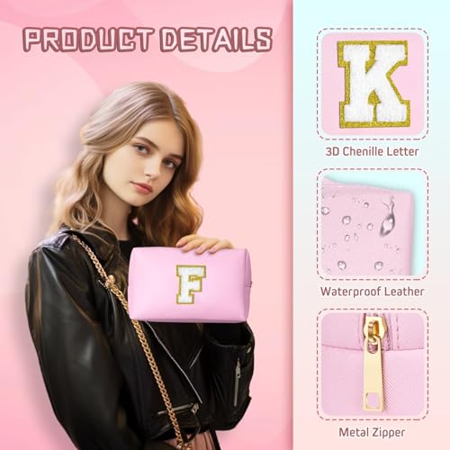 Makeup Organizer - Initial Makeup Bag, Desk Organizer Small Cosmetic Bag Desktop Cosmetic Organiser (Pink N) - view 4
