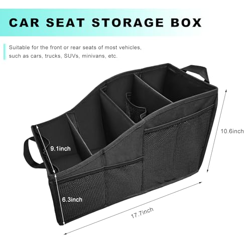 Car Seat Organizer, Collapsible Passenger Seat Storage Caddy with 4 Compartments, Waterproof Oxford Cloth Storage Box for Automotive Front & Back Seats, Car Accessories - view 2