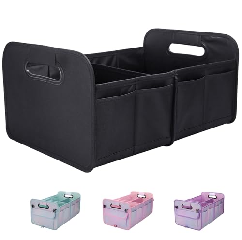 Trunk Organizer For Suv & Sedan,Car Organizers and Storage, Waterproof Collapsible & Adjustable Straps,35L Sturdy Car Organization for Car Accessories, Tools,Sundries,2 Compartment（Black）