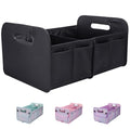 Trunk Organizer For Suv & Sedan,Car Organizers and Storage, Waterproof Collapsible & Adjustable Straps,35L Sturdy Car Organization for Car Accessories, Tools,Sundries,2 Compartment（Black）