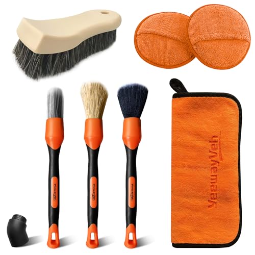 7PCS Car Interior Detailing Kit,Leather Cleaning Set,Orange/Brown