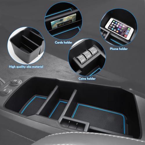 Center Console Lower Organizer Tray Compatible for Kia EV6 Accessories 2026 2025 2024 2023 Armrest Bottom Storage Box (Blue) - view 7