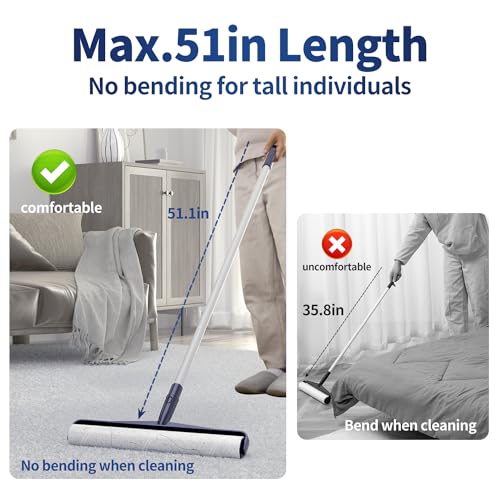 13.8in Large Big XL Jumbo Lint Roller for Floor with Long Handle, Mega Sticky Rollers Pet Hair Remover for Carpet, Bed,Couch，Furniture, Walls, Bathroom & Hair Collector Cleaner with Dog Cat Fur - view 5