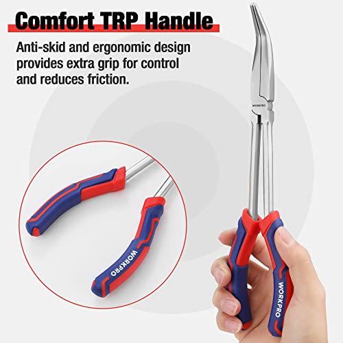 3PC Long Reach Plier Set, 11" Straight, 90° & 45° Bent Nose Pliers - view 5