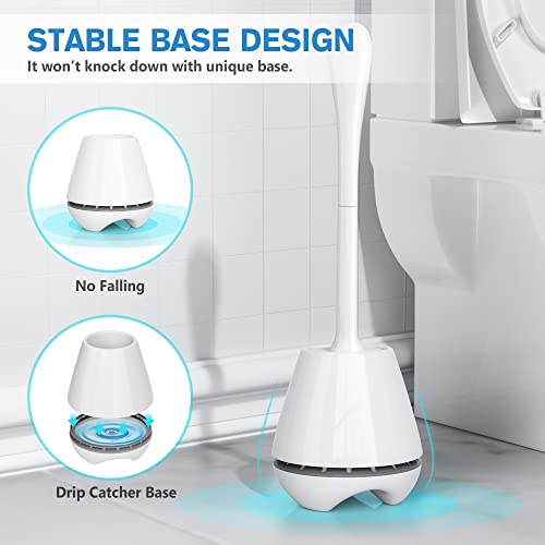 Toilet Brush and Holder 2 Pack, Toilet Brush with Ventilated Holder, Toilet Bowl Brush with Long and Large Handle for Bathroom-Toilet-Cleaning-Bristles-Comfortable - view 5