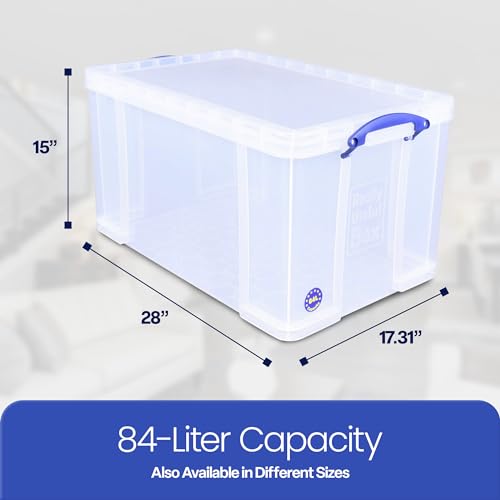 84L Stackable Plastic Storage Container with Lid, Clear - view 3