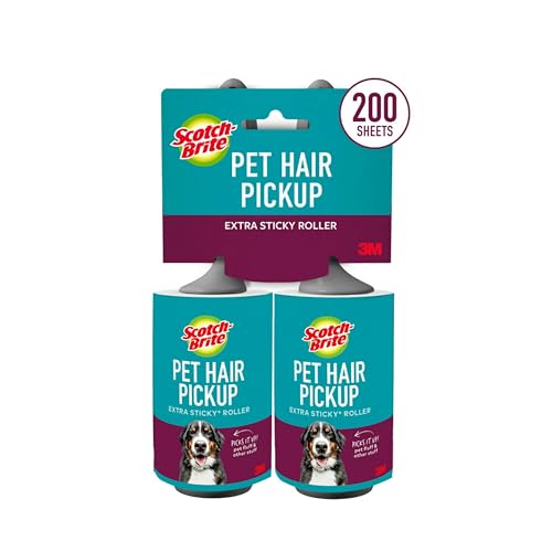 Pet Hair Extra Sticky Lint Roller,200 Sheets Total, 2 Pack