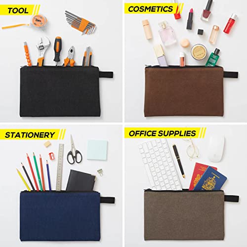 8 Pack Canvas Tool Pouch with Zipper,Upgrade 16 oz Heavy Duty Small Tool Bag,Multipurpose Organizer Utility Tool Bag,for Tools,Office Supplies,Cosmetics,Stationary - view 6