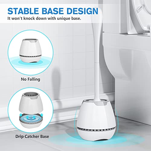 Toilet Brush and Holder, Toilet Bowl Brush with Ventilated Holder and Ergonomic Long Handle, Durable Bristles Toilet Scrubber Set for Bathroom Cleaning - view 5