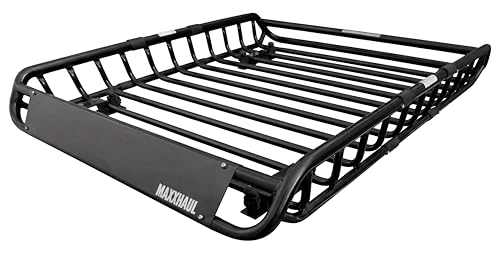 Steel Roof Rack Cargo Basket, 46" x 36" x 4.5" Roof Top Carrier, Universal Fit for Cars, SUVs, Vans, and RVs, 150 lb Capacity, Weather-Resistant Easy-Install Cargo Storage (70115)