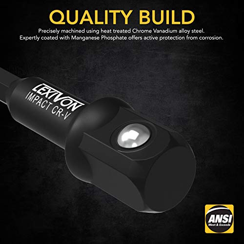 Impact Socket Adapter & Magnetic Bit Holder Set | 4 Pieces of 1/4-Inch Hex Shank Extension to 1/4", 3/8", and 1/2" Drive | Includes Organizer Rack (LX-104) - view 5