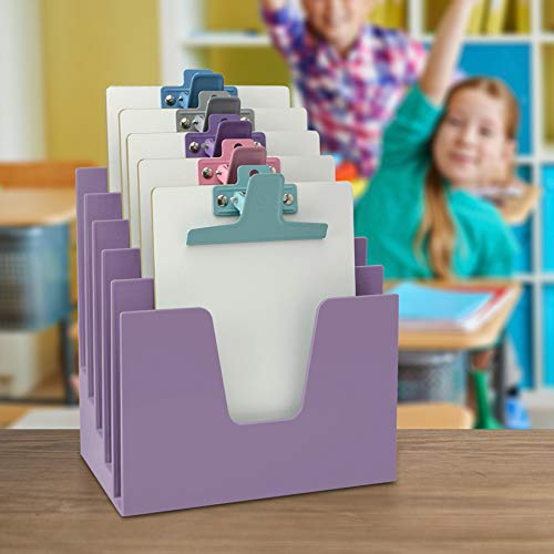 5 Section Incline File Sorter Organizer, Desktop Mail Holder Purple - view 6