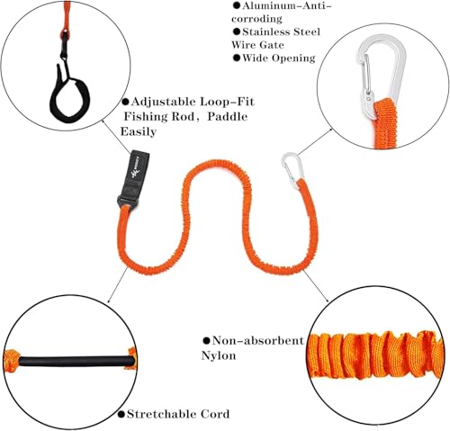 Kayak Paddle Leash Kayak Rod Leash Kayak Paddle Lanyard Stretchable Coiled Lanyard Leash Kayak Fishing Accessories for Kayak and Paddles - view 3