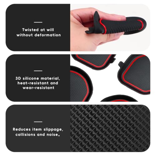 Auto Cup Holder Inserts Coaster Fit for 2018-2023 Wrangler JL JLU 2020-2023 Gladiator Accessories JT Cup Mat Pad Interior Decoration(Red Trim, 4-pcs kit, for deep Rear Cup Holders) - view 6