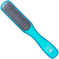 AHGLO02 Airhedz Glo Blue Half Round Narrow Detangling Hair Brush - 9 Row Ionic Anti Static Non Scratch Long Nylon Bristle Great for Detangling and Smoothing Medium to Long Length Hair