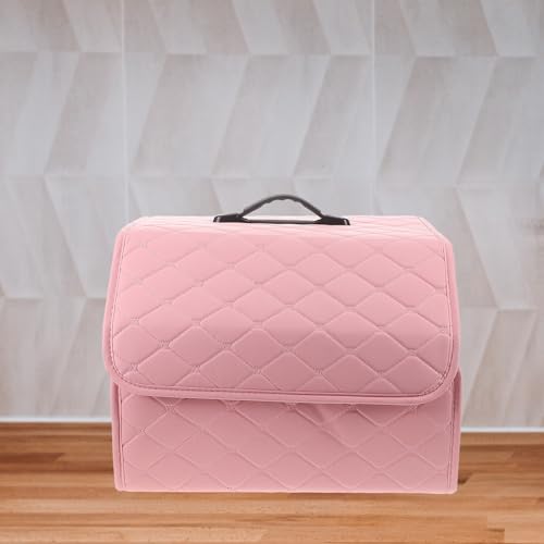 Foldable Car Trunk Organizer Box for Easy Storage Pink Artificial Leather - view 5