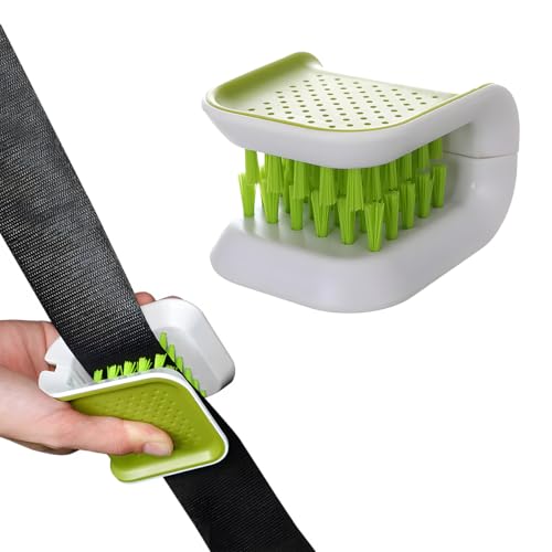 Car Seat Belt Cleaning Brush, U-Shaped Auto Interior Washing Brush with Double-Sided Bristles, Closeable Safety Belt Bristle Scrubber Cutlery Cleaner Brush for Car Home