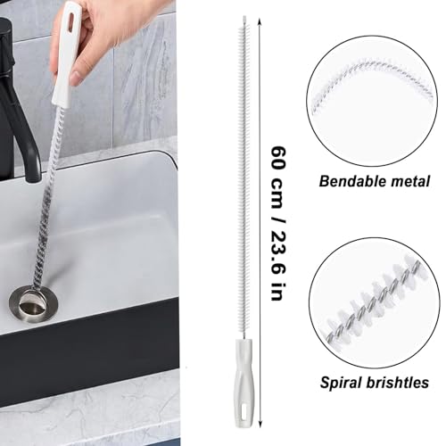 Cleaning Brush Kit, Flexible Drain Cleaning Brush, Drain Hair Removal Tool, Cleaner Brush for Bathroom, Toilet Rim, Sewer Drain, Tile Grout, Sink, Crevice, Pipe - view 5