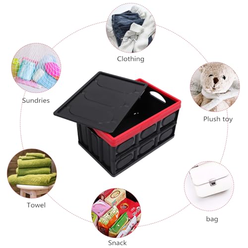 30l Foldable Plastic Car Trunk Storage Box with Cover, Two-tone Organizer - view 7