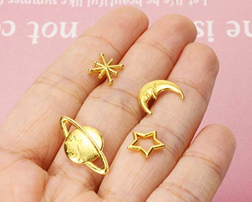 Cosmos Themed Resin Fillers Charms Beads 42Pcs Gold Alloy Star Moon Planet Filling Accessories for Epoxy Resin Craft Jewelry Making - view 4