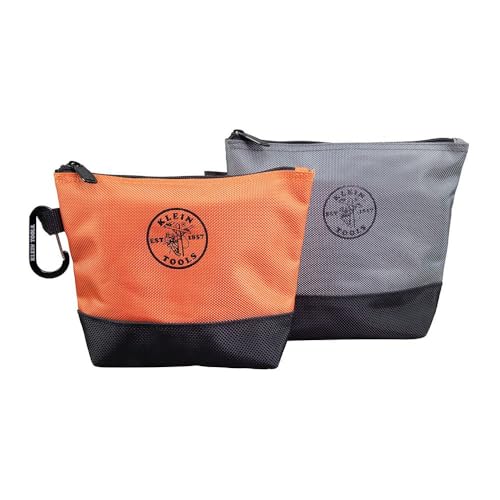 55470 Utility Bag, Stand-Up Zipper Tool Bags, Tough 1680d Ballistic Weave, Reinforced Bottoms, Orange/Black, Gray/Black, 2-Pack