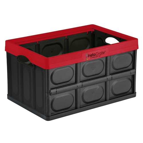 InstaCrate Collapsible Storage Container, 12 gal, Red/Black