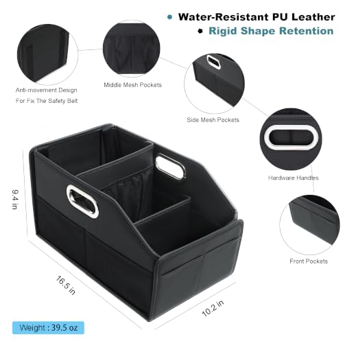 Car Seat Storage Organizer,Reinforced Dividable PU Leather Car Caddy Basket - view 5