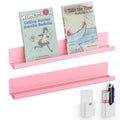 2-Pack Metal Magnetic Book Shelf: Modern Industrial Style, 2 Shelves with 2 Pen Holders, 10 lbs Capacity, Magnetic Shelf for Whiteboard, Classroom & Office Book File Display Rack (Pink)