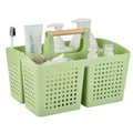 Portable Shower Caddy Basket with 3 Compartments and Handle, Grass Green