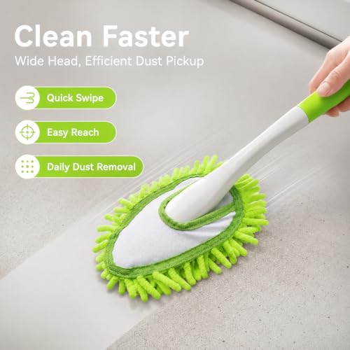 13 Inch Microfiber Feather Duster,with 4 pcs Washable Duster Head, Car Duster, Perfect for Cleaning Windows, Tables, Cars,Furniture, Walls, Fans, Screens - view 3