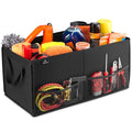 Car Trunk Organizer – Large 2 Compartment Storage Bin with Non-Slip Fastener, Mesh Side Pockets & Heavy-Duty Handles, 22 x 10 x 11 in, Black – Prevents Shifting & Rolling
