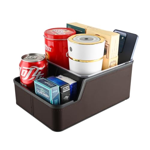 Car Seat Organizer with Compartments,Small Caddy for Car Brown