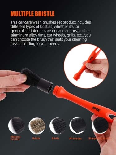 Car Detailing Brush Set, 5 Pack Soft Mixed Hair Auto Detail Brush Kit No Scratch for Automotive Elegant Surface Interior Exterior Dashboard Emblems Panels Engine Bay Wheels Air Vent Seat Leather - view 3