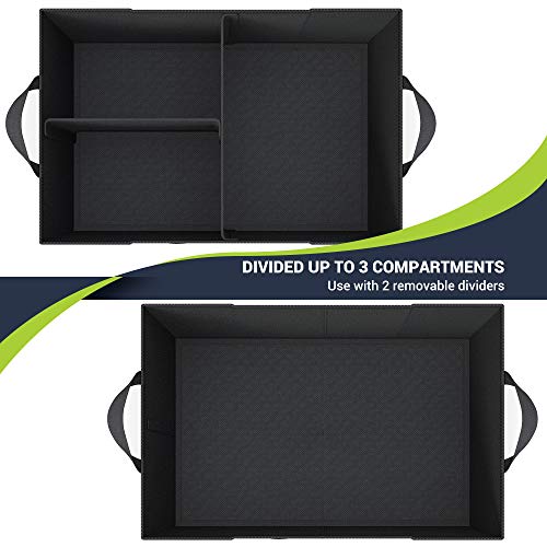 Trunk Organizer for Car, Car Organizer, 8 Mesh Pockets Trunk Organizer for SUV, Non-Slip Bottom, Storage Organizer for Sedans, Van, Jeep, Grocery, 2 Compartments, Black 22"x13"x11" - view 4