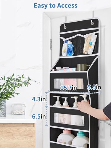 2 Pack 5-Shelf Over Door Organizer, Upgrade Hanging Storage with Clear Window, 50 lbs Load Storage Organizer for Bedroom, Bathroom, Nursery, Baby Kids Toys, Diapers, Pantry, Black - view 4