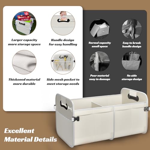 Trunk Organizer for Car - 70L Collapsible Sturdy Car Storage, White - view 6