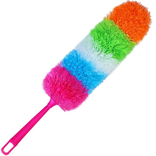20-Inch Microfiber Hand Duster, Car Interior Detailing Duster, Rainbow Feather Duster for Car, Home, Office Cleaning