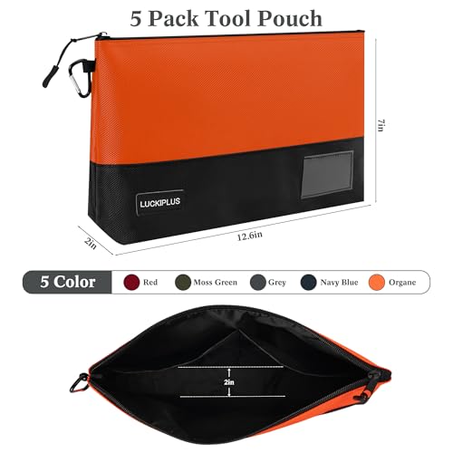 Canvas Tool Pouches Small Tool Bags with Zipper & Carabiner Clip Heavy Duty Zippered Tool Pouch Organizer Multipurpose Durable Mini Utility Setwear Tool Organization - view 2