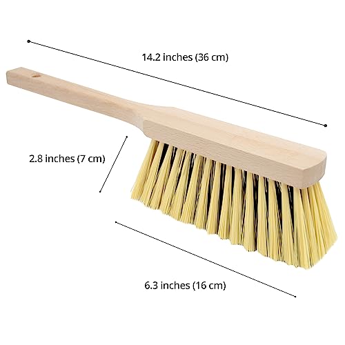 Cleaning Brush, 14.2'' Hand Broom with Medium-Soft Bristles, Wooden Handle, Multi-Purpose Dusting Brush for Home and Professional Use - view 2