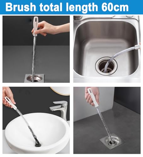 Cleaning Brush Kit, Flexible Drain Cleaning Brush, Drain Hair Removal Tool, Cleaner Brush for Bathroom, Toilet Rim, Sewer Drain, Tile Grout, Sink, Crevice, Pipe - view 2