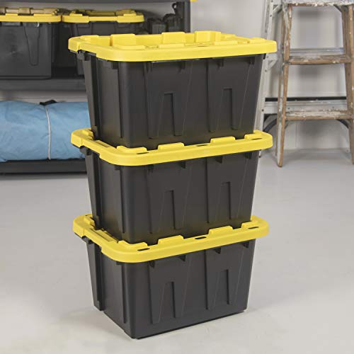 Heavy Duty 12-Gallon Stackable Plastic Storage Bins with Lids, 4 Pack - view 3