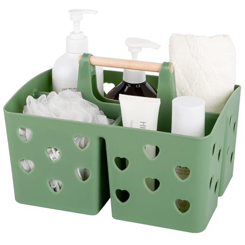 Portable Shower Caddy Plastic Shower Basket Organizer with Handle, Green