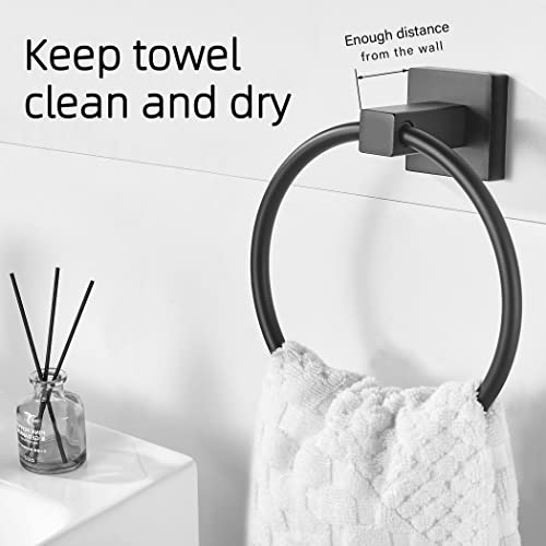 Black Toilet Paper Holder Towel Ring, Black Bathroom Hardware, Hand Towel Holder Toilet Paper Roll Holder Set, Wall Mounted Stainless Steel Bathroom Accessories, 2 PCS - view 2