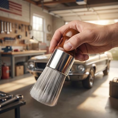 Soft PET Bristle Car Interior Brush with Wooden Handle, Gentle Leather & Vinyl Cleaning Tool, Furniture Salve & Wax Applicator for Auto Seats, Upholstery & Car Detailing - view 6