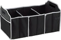 Fully Collapsible Portable Folding Flat Trunk Organizer for Storing Tools, Maps, Cleaning Supplies, Bottles, Groceries and More for Car SUV Truck in Black