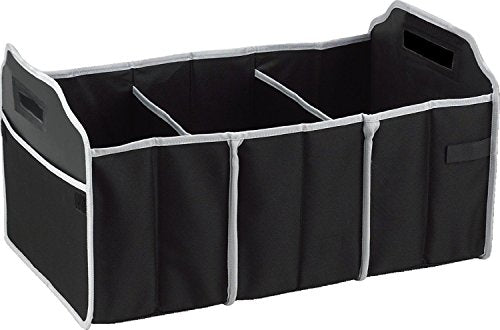 Fully Collapsible Portable Folding Flat Trunk Organizer for Storing Tools, Maps, Cleaning Supplies, Bottles, Groceries and More for Car SUV Truck in Black